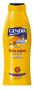 Apsauginis pienelis nuo saulės su vitaminu E SPF 20 "Genera", 250 ml